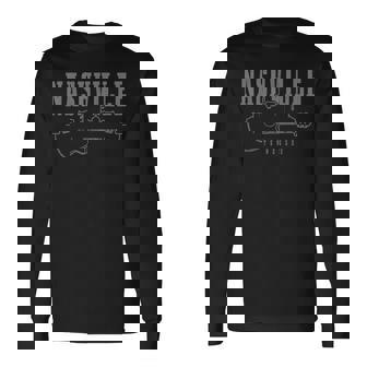 Nashville Tennessee Country Music City スカイラインギター 長袖Tシャツ - Kawaiitshirt