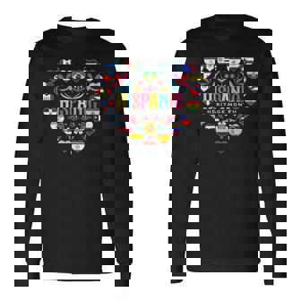 National Hispanic Heritage Month All Countries Flag Heart Long Sleeve T-Shirt | Seseable FR