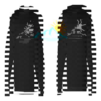 Nature Sunrise Mountains Hiking Camping Camper Outdoors Long Sleeve T-Shirt - Monsterry