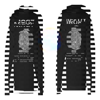 Nerdy Mercury 天文学 科学惑星 太陽系 ホワイト 長袖Tシャツ - Kawaiitshirt