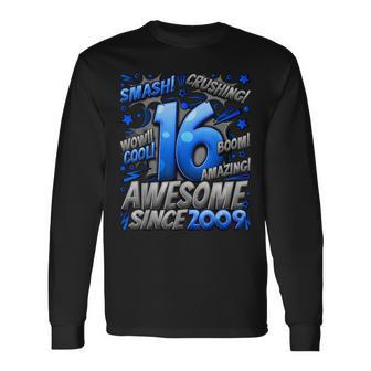 New Comic Style Birthday 2025 For Boys 16Th Birthday Black Small Long Sleeve T-Shirt - Thegiftio UK