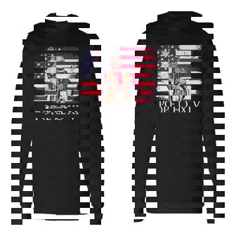 New Pope Leo Xiv Robert American Flag Long Sleeve T-Shirt | Mazezy