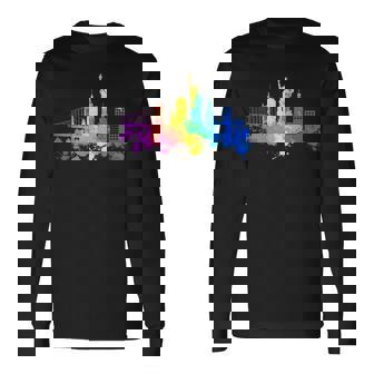 New Yorkkyline Aquarelleouvenir New York Cadeau New York Grande Pomme T-shirt à manches longues - Cadeauxyz