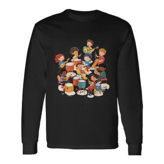 Niños Tocando Instrumentos Educación Musical Camiseta de manga larga - Regaloses