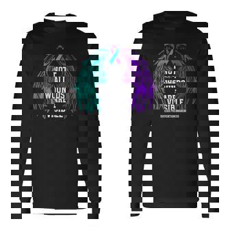 Not All Wounds Are Visible Teal Purple Ribbon Mental Health Long Sleeve T-Shirt - Thegiftio
