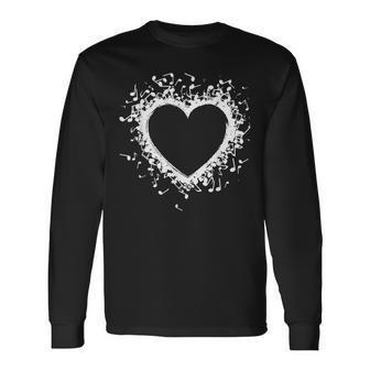 Notas Musicalesímbolo Amor Corazón Regalo Músicos Música Regalo Camiseta de manga larga - Regaloses