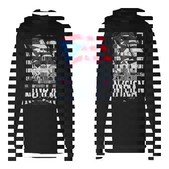 Nuyorican New York City Puerto Rican Flag Backdrop Boricua Long Sleeve T-Shirt - Thegiftio