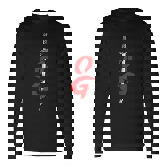 Og Sword Graphic Bold Red Brush Style Long Sleeve T-Shirt | Mazezy