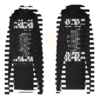 Oiia Oiia スピニング インターネット ミーム 猫 ユーモラス 面白い ブレイン 長袖Tシャツ - Kawaiitshirt