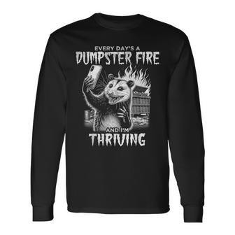 Opossum Every Day's Dumpster Fire Meme Possum Graphic Long Sleeve T-Shirt - Thegiftio UK