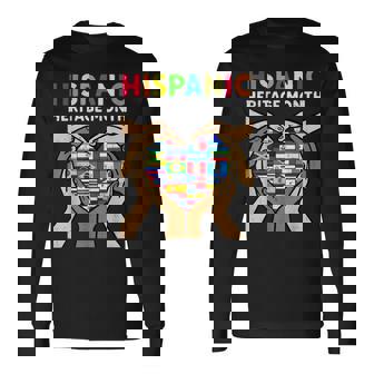 Hispanic Heritage Month Hands Heart Latino Countries Flags Long Sleeve T-Shirt - Monsterry