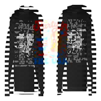 Party In The Usa Cute Soda And Hotdog Patriotic 4Th Of July Long Sleeve T-Shirt | Mazezy