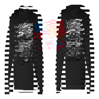 Patriotic 4Th Of July Usa Moose On A Truck Long Sleeve T-Shirt - Thegiftio