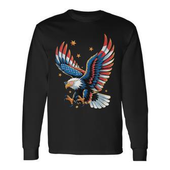 Patriotic Bald Eagle American Flag 4Th Of July Eagle Usa Long Sleeve T-Shirt - Thegiftio UK
