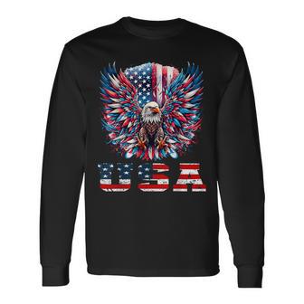 Patriotic Eagle Usa Flag Graphic Long Sleeve T-Shirt - Thegiftio UK