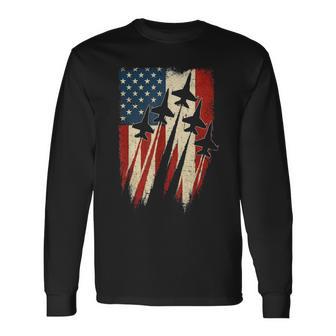 Patriotic Usa Flag Fighter Jets 4Th Of July For Boys Long Sleeve T-Shirt - Thegiftio UK