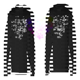 Paw Heart 足跡 犬のハート 犬のアクセサリー ギフト 長袖Tシャツ - Kawaiitshirt