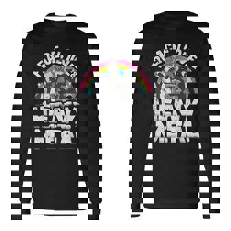 Peace Love & Heavy Metal Banda De Basura Para Niños Diseño De Arco Iris Camiseta de manga larga - Regaloses