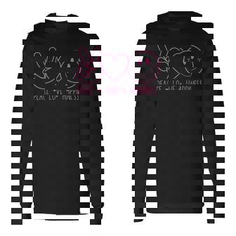Peace Love Happiness シャツ ハッピーフェイス スマイルフェイス ヒッピー 長袖Tシャツ - Kawaiitshirt