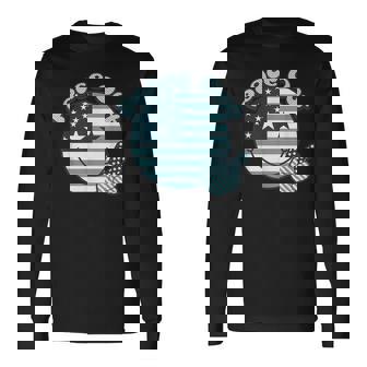 Peace Out 星条旗 ピースサイン 男女 色あせ 長袖Tシャツ - Kawaiitshirt