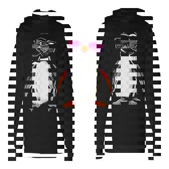 Penguin Wearing Sunglasses Bird Graphic Long Sleeve T-Shirt - Thegiftio