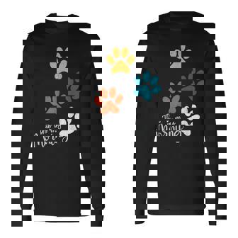 Pet Lover 肉球 犬 子犬 猫 プリント 肉球 ペット好き 長袖Tシャツ - Kawaiitshirt