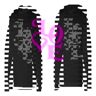 Pink Love ピンクカラーグラフィック 長袖Tシャツ - Kawaiitshirt