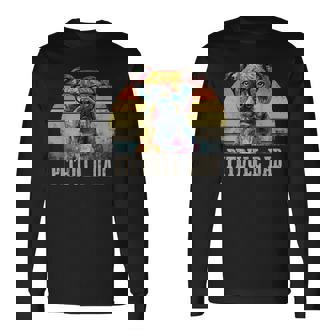 Pitbull Dad Dog Lover カラフル アーティスティック ピットブルのオーナー。 長袖Tシャツ - Kawaiitshirt