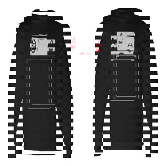 Pocket Aces Pokerpades & Heart 面白いポーカー ギフト 長袖Tシャツ - Kawaiitshirt