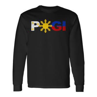 Pogi Philippines Flag Handsome Pinoy Filipino Father's Day Long Sleeve T-Shirt - Monsterry
