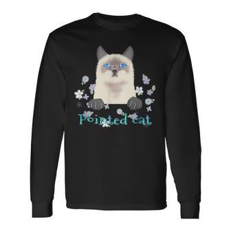 Pointed Cat 猫 ネコ シャム猫 ヒマラヤン トンキニーズ 花 レトロ ガーリー メンズ レディース キッズ 長袖Tシャツ - Kawaiitshirt