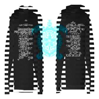 Polinesia Maorí Tortuga Honu Plumeria Tribal Tatuaje Maorí Arte Camiseta de manga larga - Regaloses