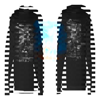 Precioso Caballo Con Cielo Relámpago Caballo Camiseta de manga larga - Regaloses