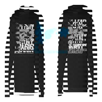 Prostate Awareness I Stand With My Warrior Light Blue Ribbon Long Sleeve T-Shirt - Monsterry