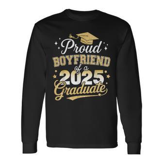 Proud Boyfriend Of Class Of 2025 Graduate Senior Graduation Long Sleeve T-Shirt - Thegiftio UK