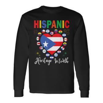 Puerto Rico Hispanic Heritage Month Puerto Rican Flag Long Sleeve T-Shirt - Thegiftio UK