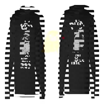 Pugs Not Drugs 犬好きのtシャツペットへの面白いプレゼント 長袖Tシャツ - Kawaiitshirt