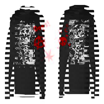 Punk's Not Dead ブラック&レッド 長袖Tシャツ - Kawaiitshirt