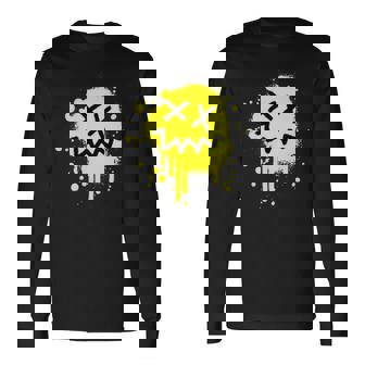 Punk Rock Graffiti Style Deep House Smiling Face Anarchy T-shirt à manches longues - Cadeauxyz