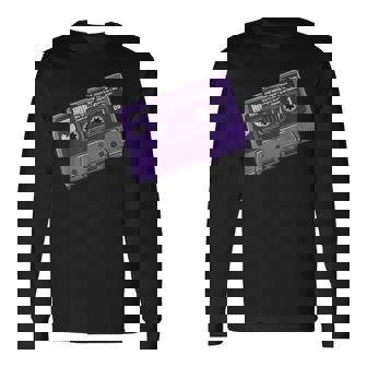 Purple Cassette Tape Retro Vintage 90S Hip Hop Music Lover Long Sleeve T-Shirt - Thegiftio