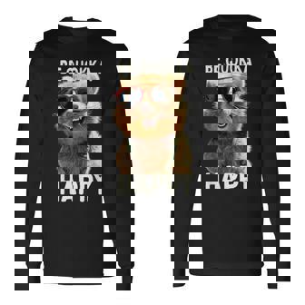 Be Quokka Happy クオッカ・ビー・クオッカ・ハッピー＆クオッカとスマイル 長袖Tシャツ - Kawaiitshirt