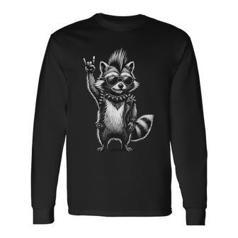 Raccoon Punk Rock Music Long Sleeve T-Shirt - Thegiftio UK