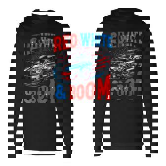 Racing Car 4Th Of July Independence Day Red White And Boom Long Sleeve T-Shirt - Monsterry