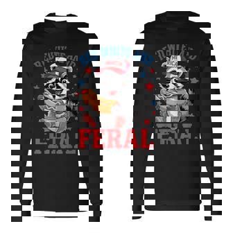 Red And Feral 4Th Of July ユーモア キッズ アメリカ 長袖Tシャツ - Kawaiitshirt