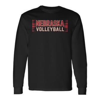 Red Vintage Nebraska Volleyball Long Sleeve T-Shirt - Thegiftio