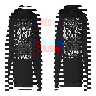 Red White And Blue Cousin Crew 4Th Of July Fireworks Long Sleeve T-Shirt - Monsterry