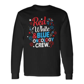 Red White Oncology Crew Firework Patriotic Independence Day Long Sleeve T-Shirt - Thegiftio UK