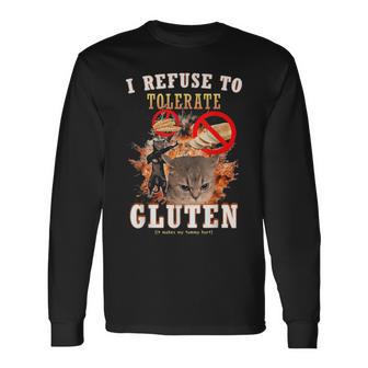 I Refuse To Tolerate Gluten Cat Meme Long Sleeve T-Shirt - Thegiftio UK
