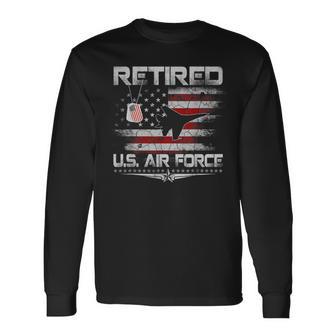 Retired Air Force Veteran Usa Flag Patriotic Veterans Day Long Sleeve T-Shirt - Thegiftio UK
