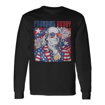 Retro America Independence Founding Daddy 4Th Of July Long Sleeve T-Shirt - Thegiftio UK